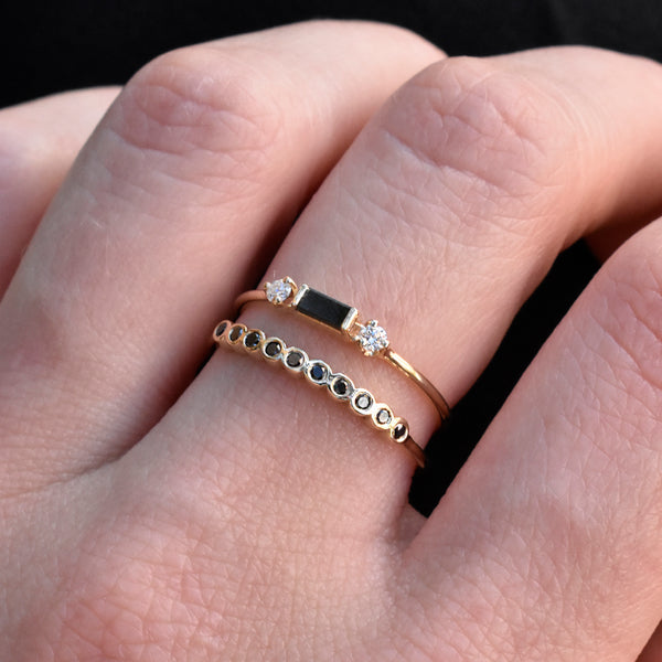 Black Diamond Bezel Stacking Ring - Eliza Page