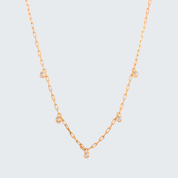 Diamond Dangle Station Necklace - Eliza Page