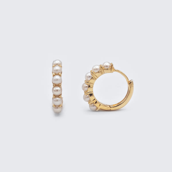 Freshwater Pearl Huggie Earrings - Eliza Page